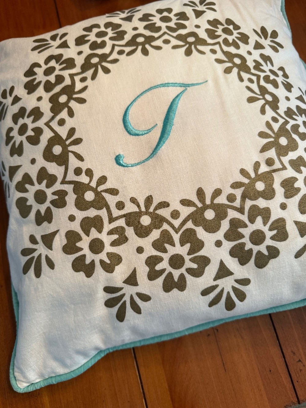 Pottery Barn T-Initial Pillow